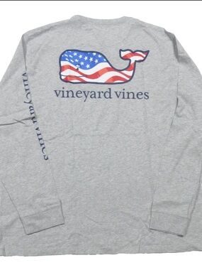 New Vineyard Vines America Whale Long Sleeve Shirt
